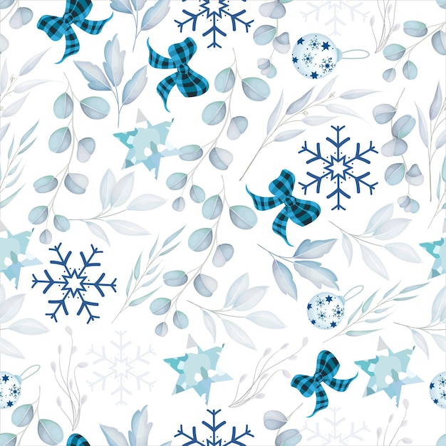 elegant merry Christmas seamless pattern with white Christmas ornament