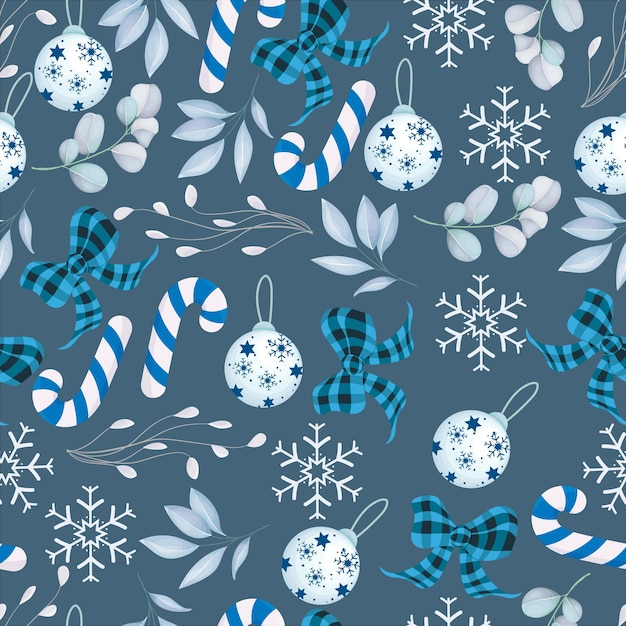 Free vector elegant merry christmas seamless pattern with white christmas ornament