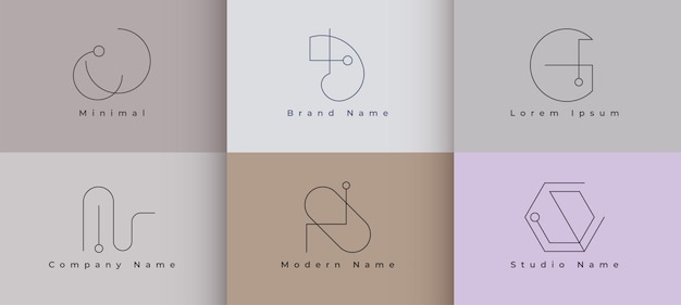 Free vector elegant minimal logo design set of six