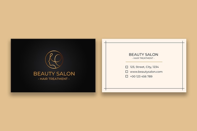 Elegant minimalist gold beauty salon business card