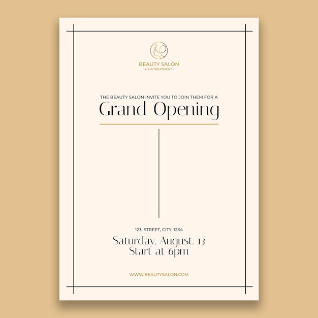 Elegant minimalist gold beauty salon grand opening invitation template