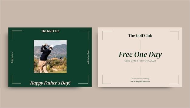 Elegant minimalist golf father's day gift certificates template