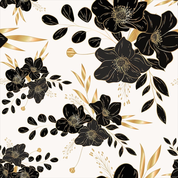 elegant minimalist luxury gold floral seamless pattern