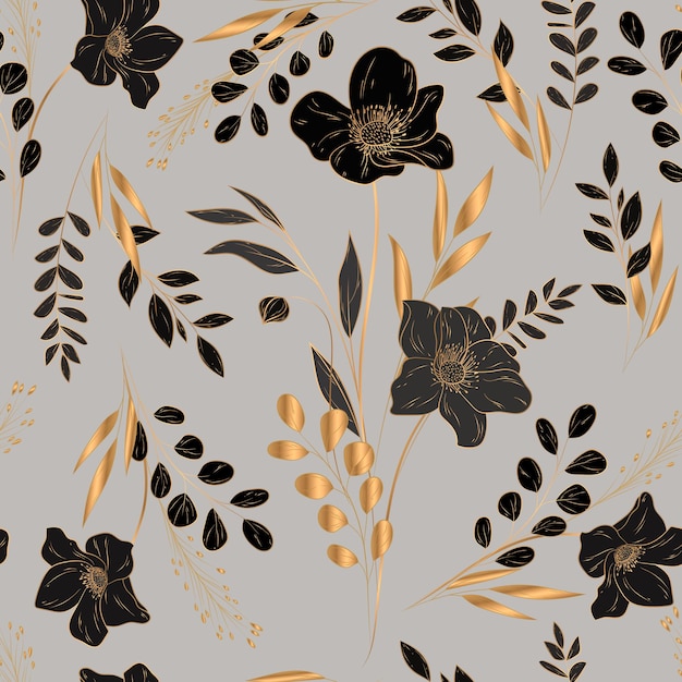 elegant minimalist luxury gold floral seamless pattern