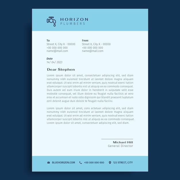 Elegant minimalist plumber letterhead