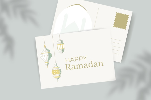 Elegant minimalist ramadan greeting postcard