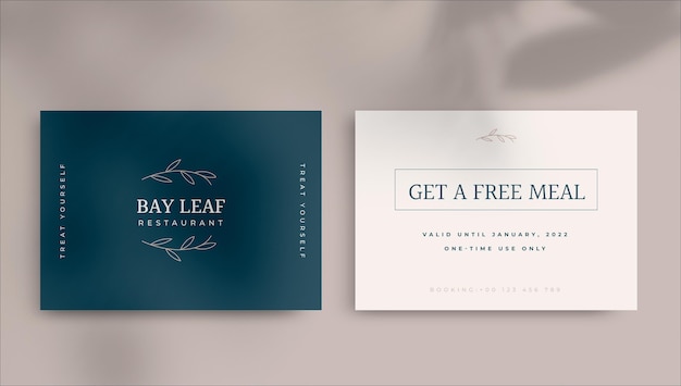 Elegant minimalist restaurant gift certificate template