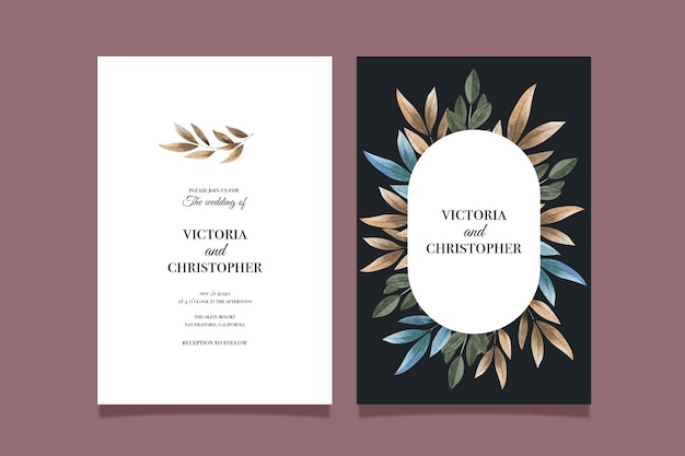 Free Vector elegant minimalistic floral wedding invitation template