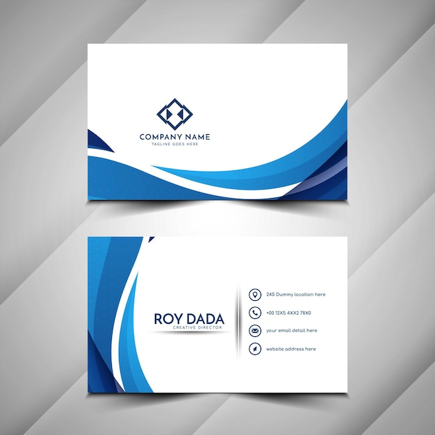 Elegant modern blue wavy business card