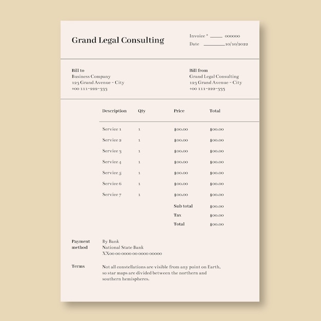 Free Vector elegant modern legal consulting invoice