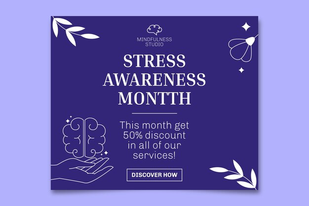 Elegant modern mindfulness studio stress awareness month facebook post