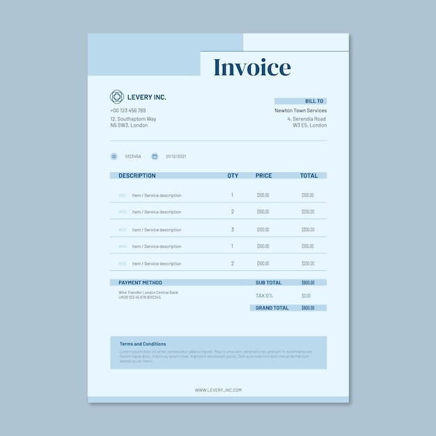 Free Vector elegant monocolor general invoice template