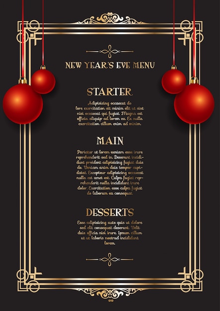 Elegant New Years Eve menu