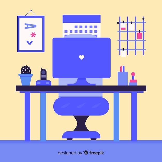 Free Vector elegant office interior with flat design