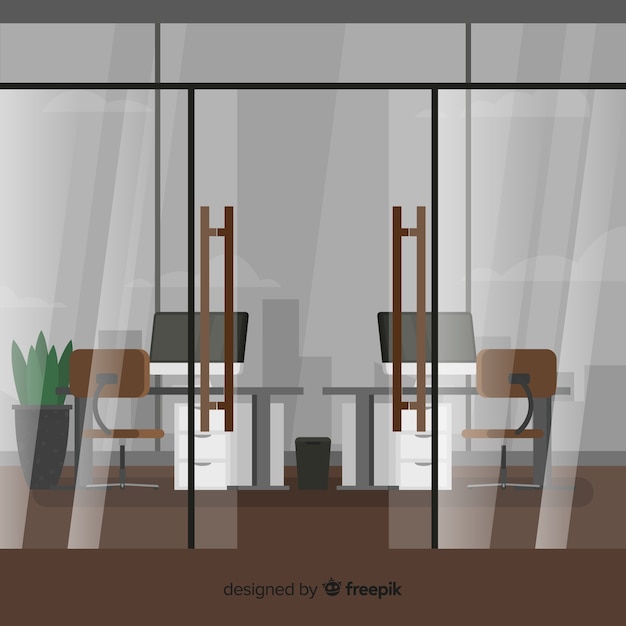 Free Vector elegant office interior with flat design