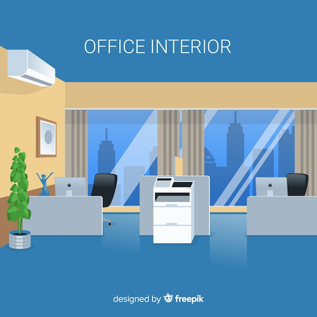 Elegant office interior with flat design