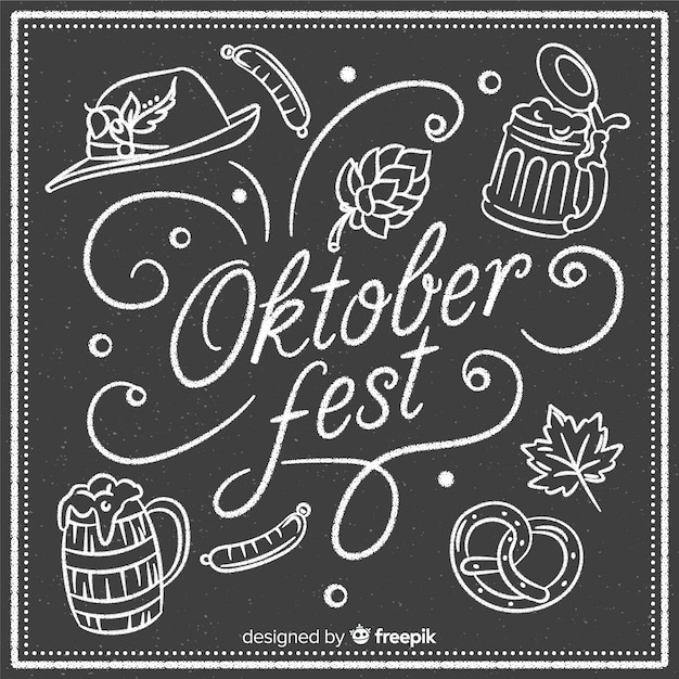 Free Vector elegant oktoberfest composition with blackboard style