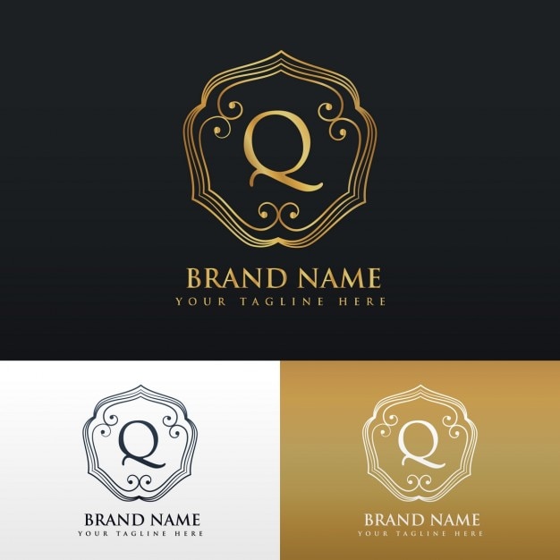 Free vector elegant ornamental logo with the letter q