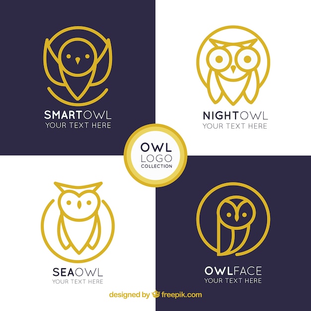 Free Vector elegant owl logo collection