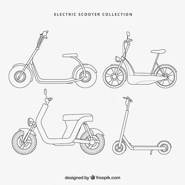 Free vector elegant pack of electric scooters