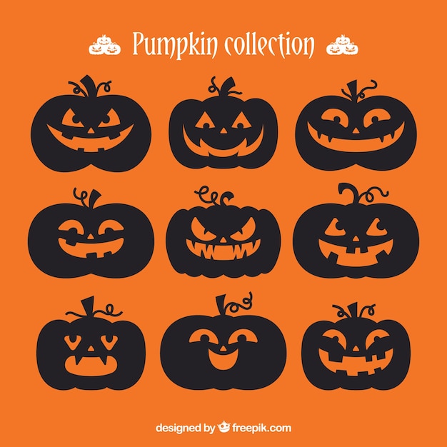 Free Vector elegant pack of halloween pumpkins