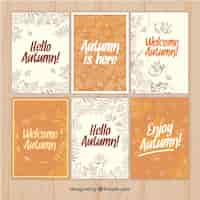 Free vector elegant pack of hand drawn autumnal cards