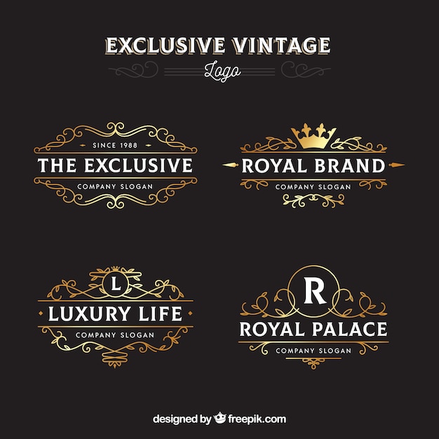 Free Vector elegant pack of vintage logo templates