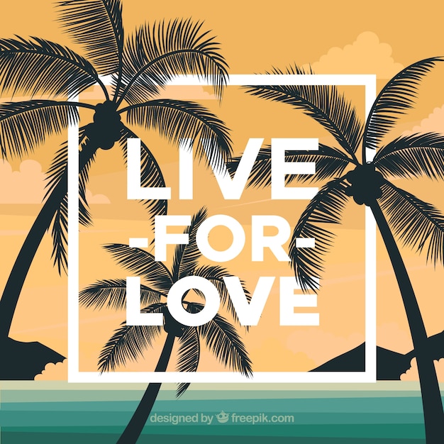 Free vector elegant palm tree silhouettes background with quote