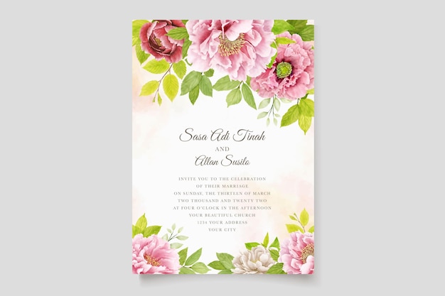 elegant peony wreath border and frame design