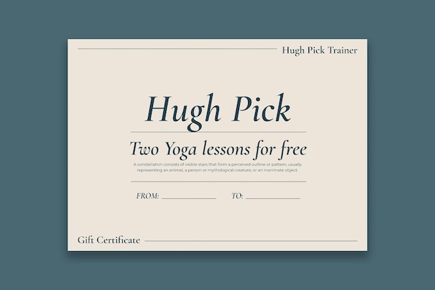 Elegant personal trainer gift certificate