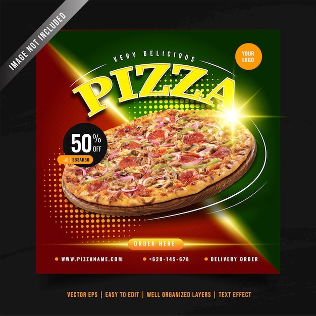 Free Vector elegant pizza menu promotion social media banner template