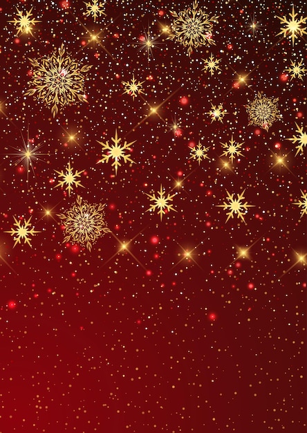 Free vector elegant red and gold christmas snowflake background