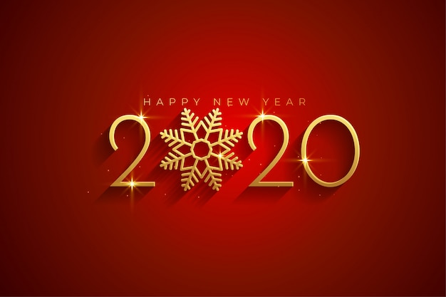 Elegant red and gold happy new year 2020 background card