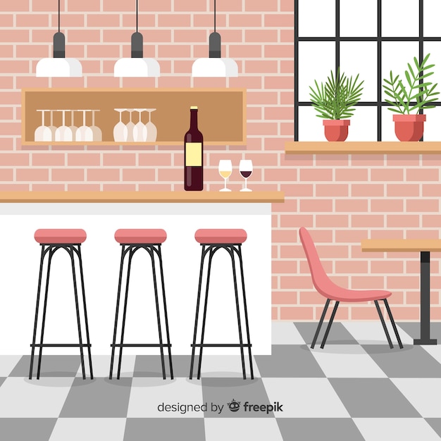 Elegant restaurant interior with flat design