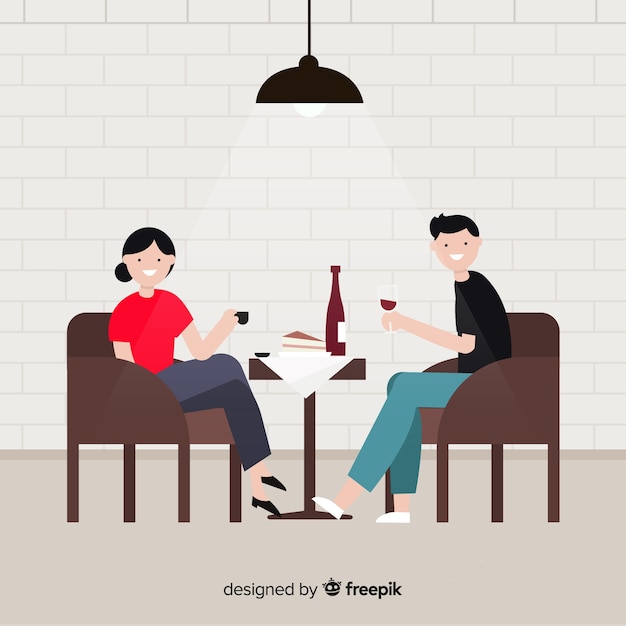 Free Vector elegant restaurant interior with flat design