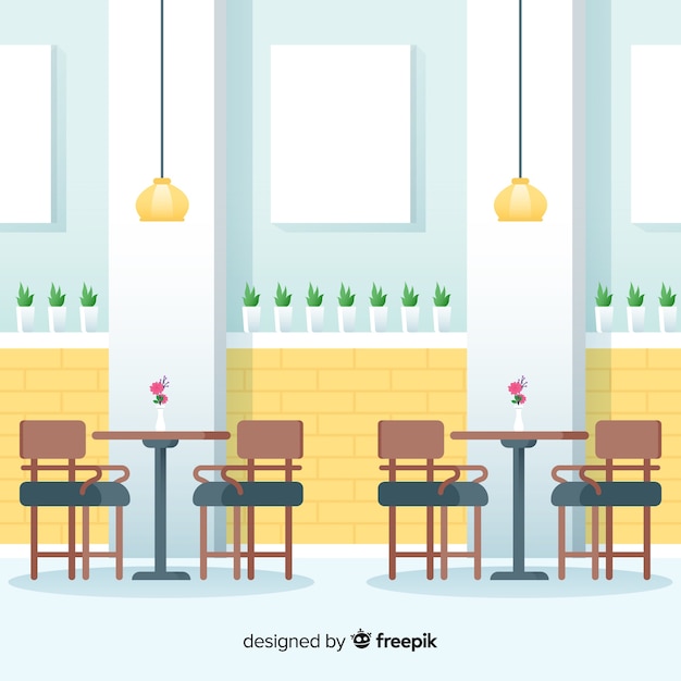 Free Vector elegant restaurant interior with flat design