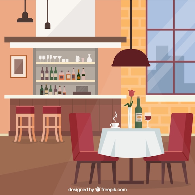 Free Vector elegant restaurant with flat design