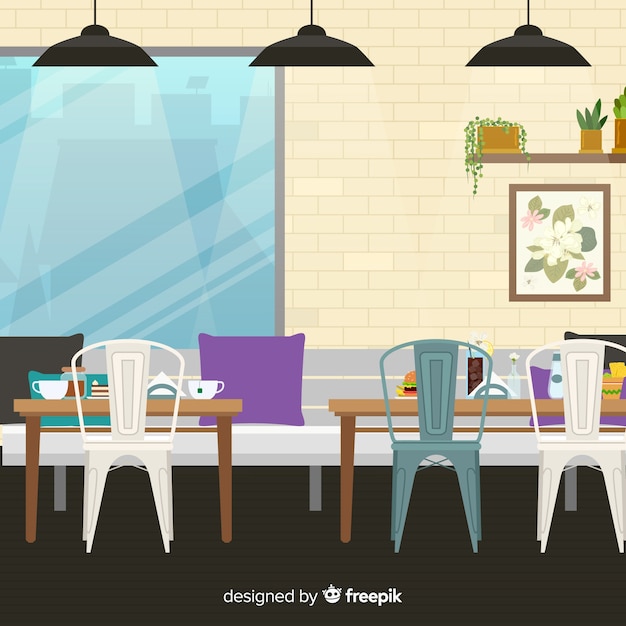 Free Vector elegant restaurant with flat design