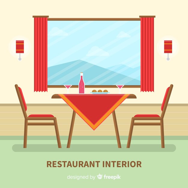 Elegant restaurant with flat design