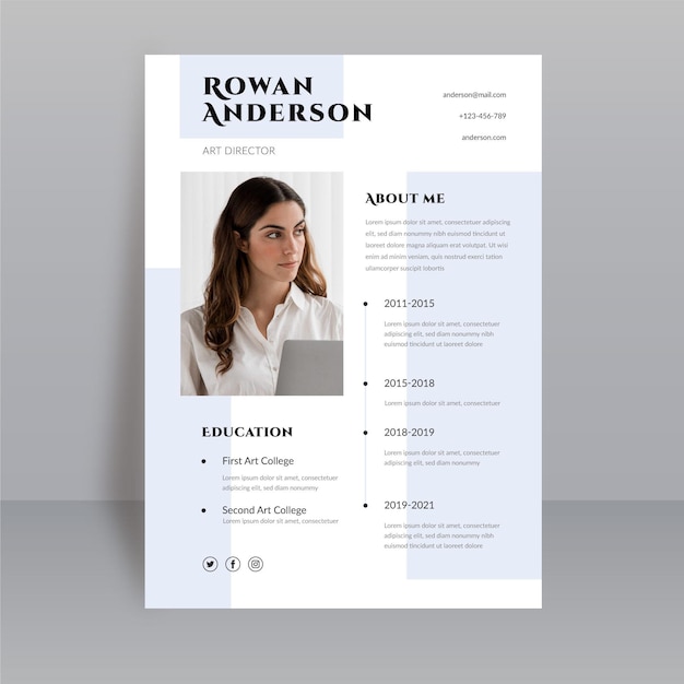 Elegant resume template with photo