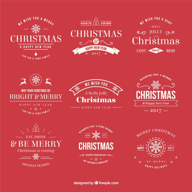 Elegant retro christmas stickers set