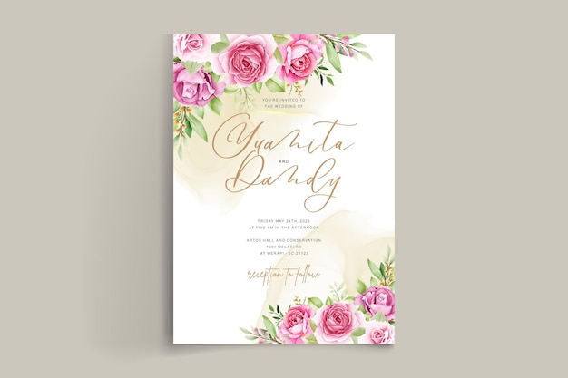 elegant roses and peonies floral card set