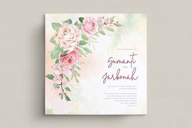 elegant roses wedding invitation card set