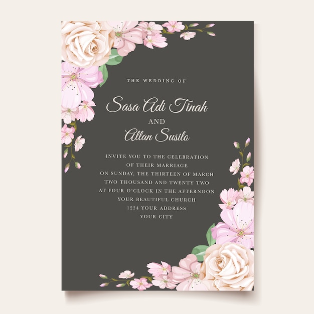 Elegant roses wedding invitation theme