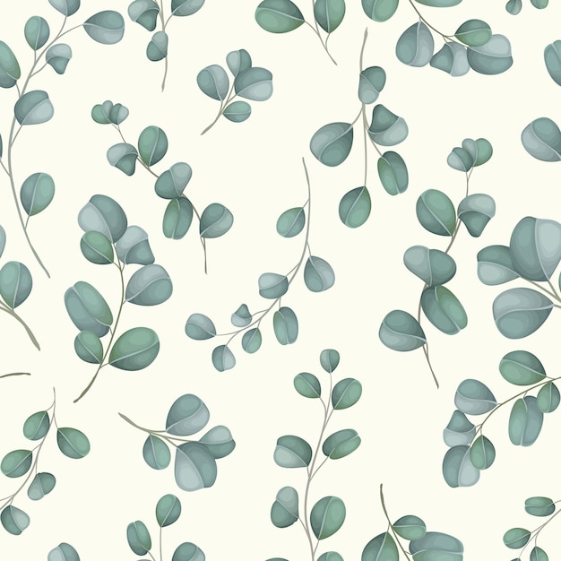 Elegant seamless pattern greenery flower and leaves