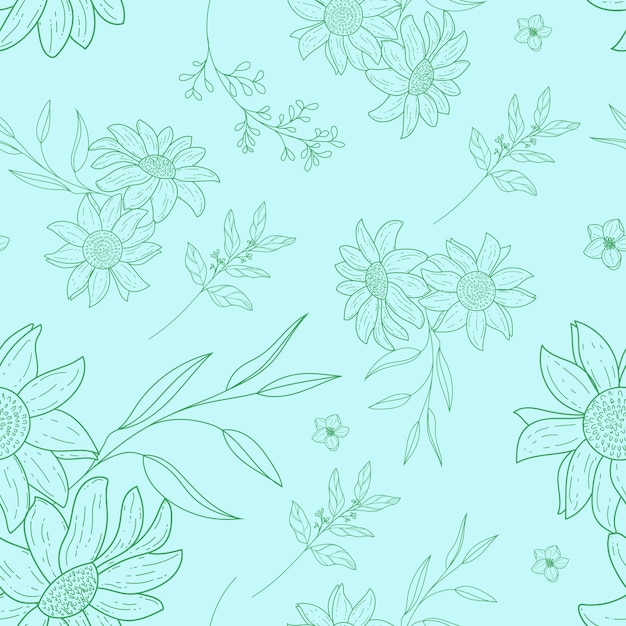 Free Vector elegant seamless pattern outline floral design