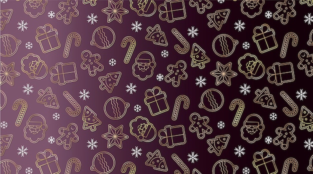 Elegant Seamless Pattern with golden christmas elements