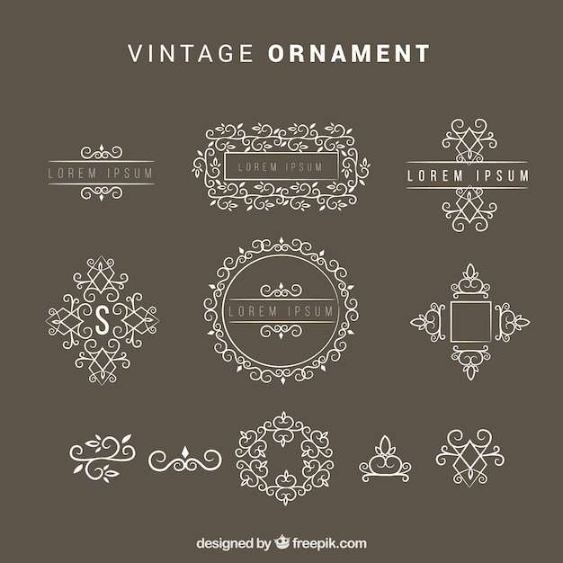 Free vector elegant set of vintage ornaments