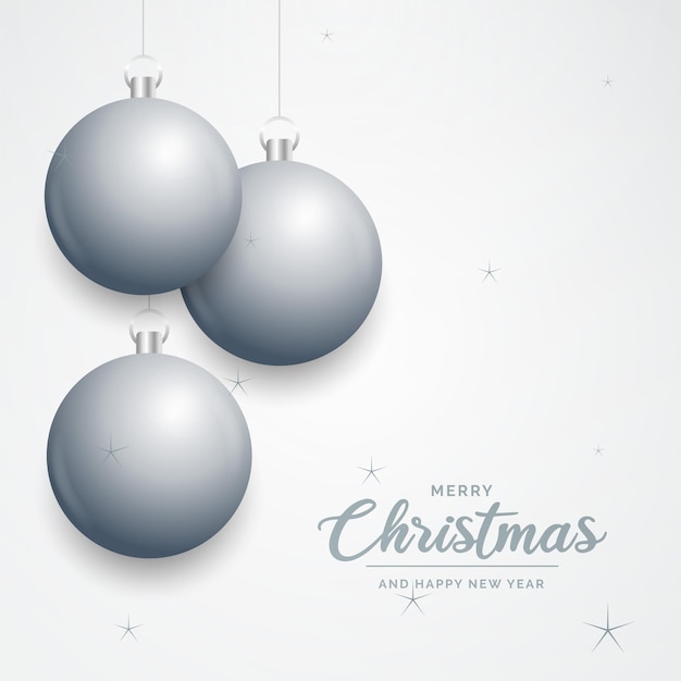 Elegant shiny white Christmas background with Silver baubles and place for text Vector Illustration