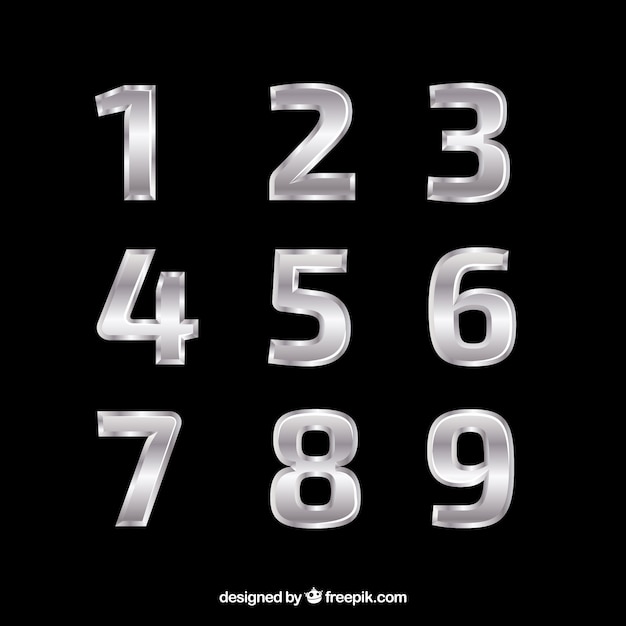 Free vector elegant silver number collection